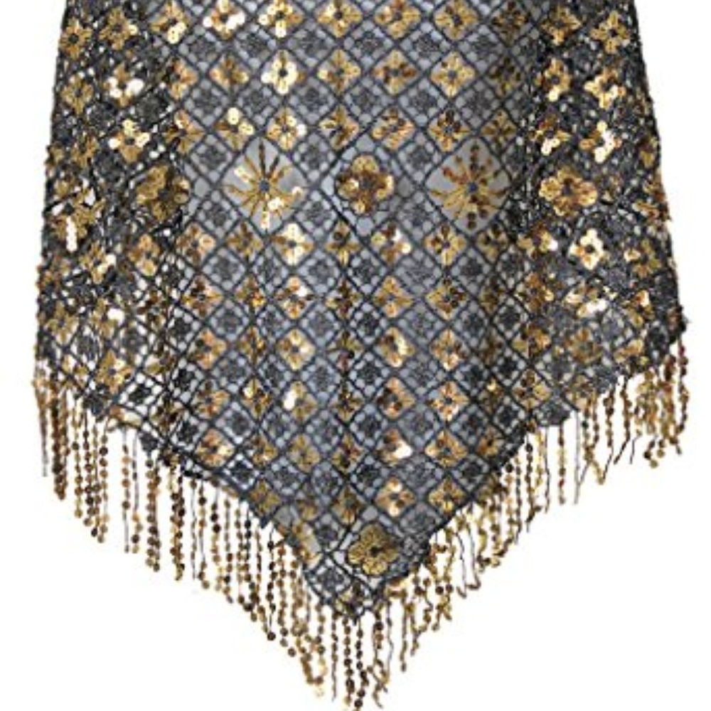 Triangle Ruffle Sequins Wedding/Evening Shawl - Picture 2 of 4
